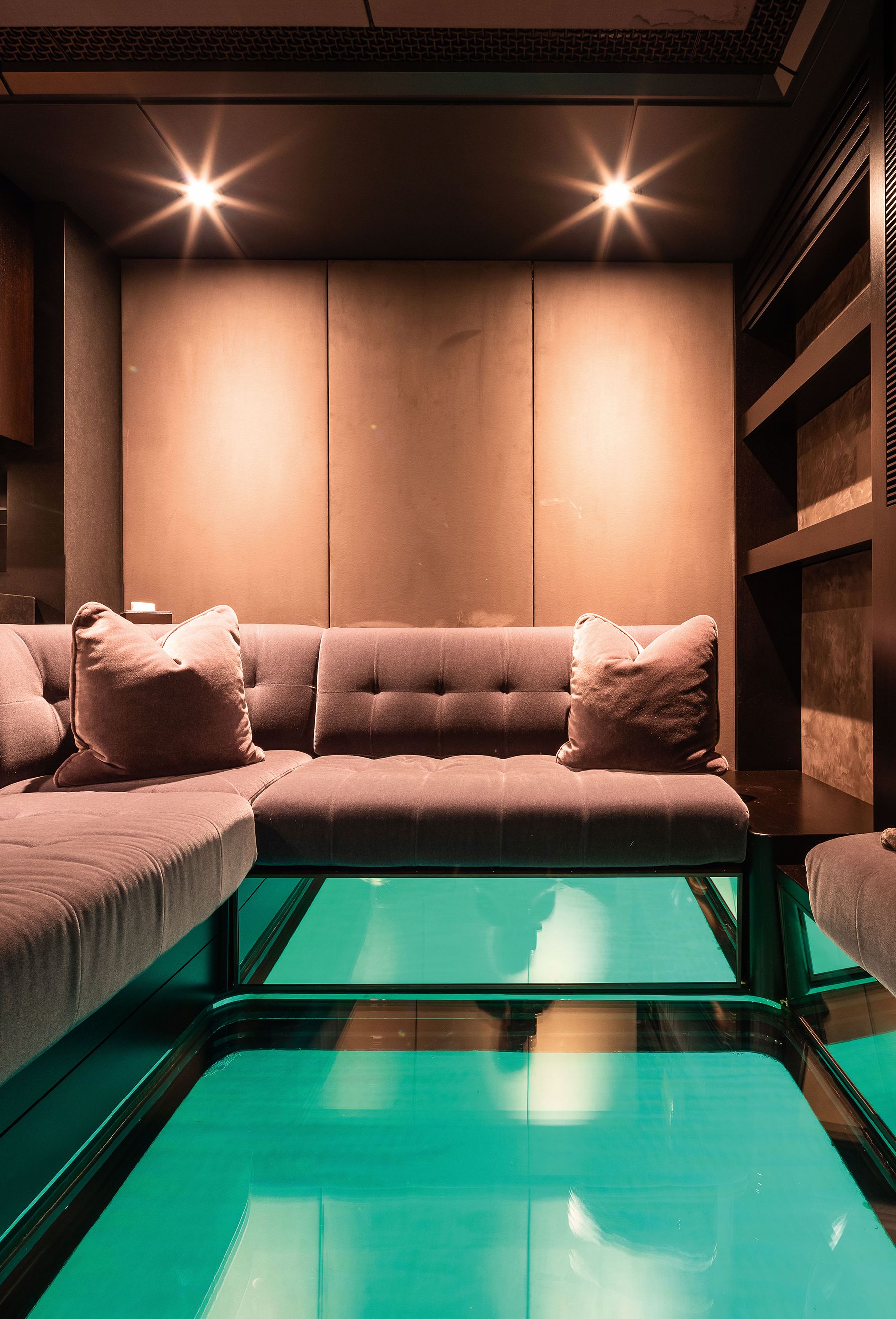 Underwater viewing lounge with sofa